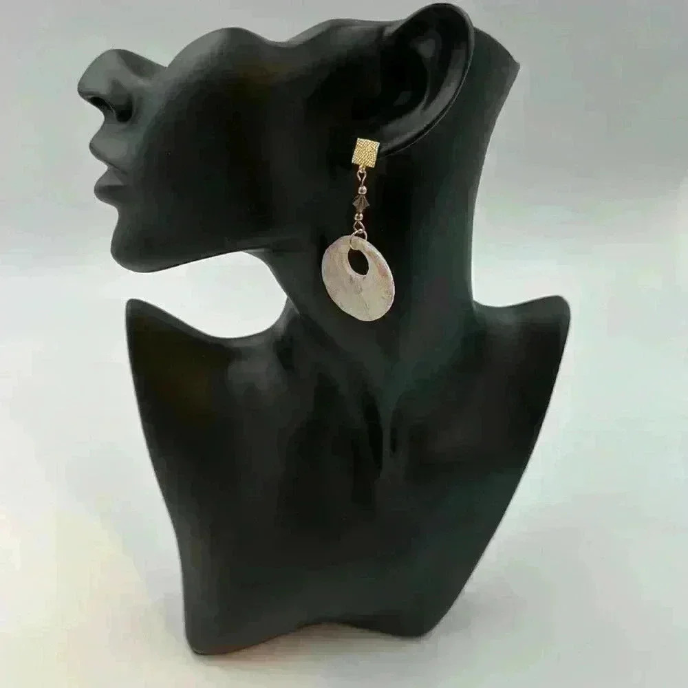 🆕 artisan made earrings in faux stone.